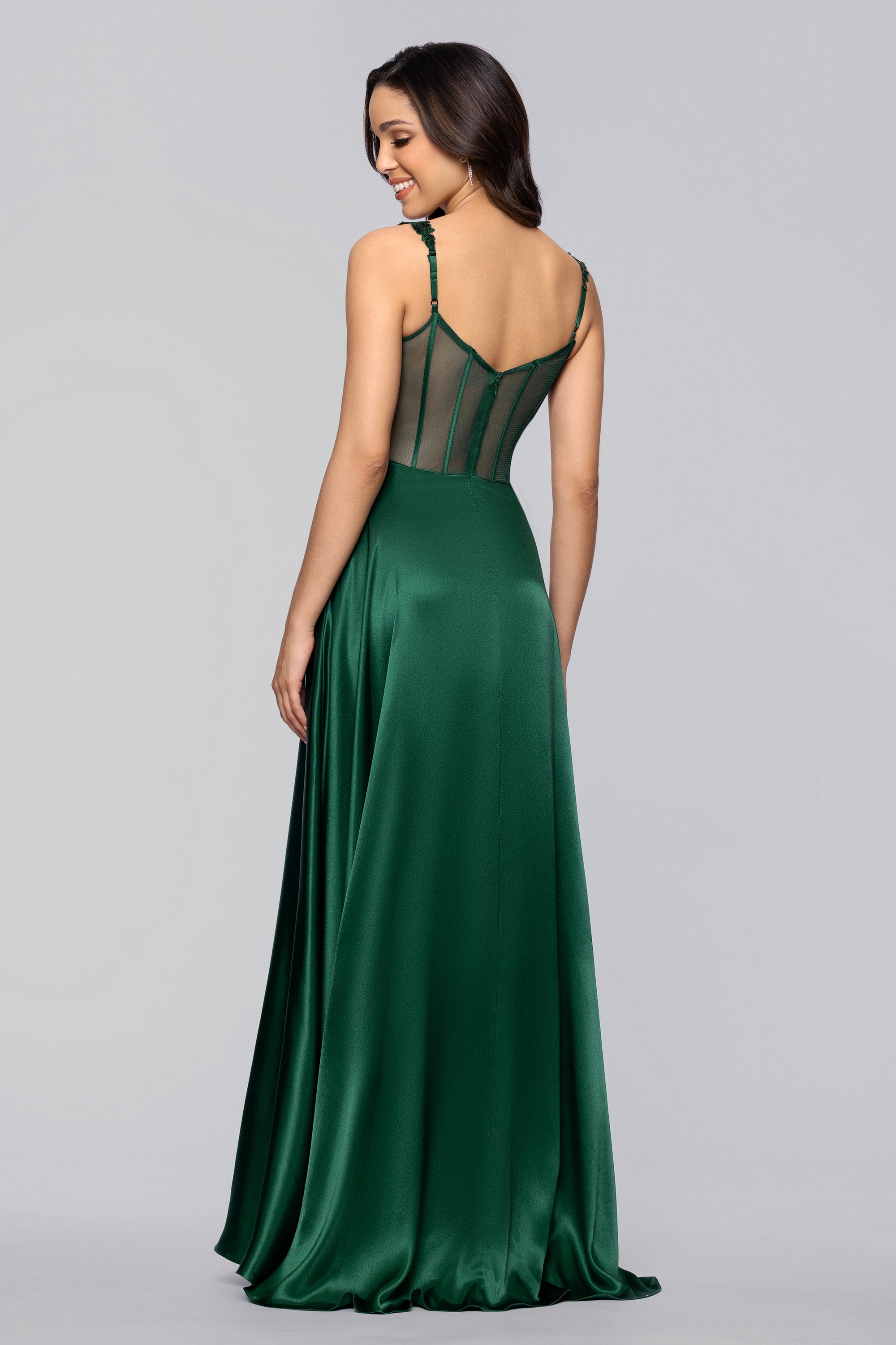 Janelle" Satin and Sequin A-Line Floor Length Dress | Blondie Nites Janelle" Satin and Sequin A-Line Floor Length Dress | Blondie Nites
