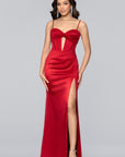 "Raya" Satin Illusion Glam Floor Length Dress