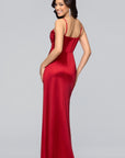 "Raya" Satin Illusion Glam Floor Length Dress