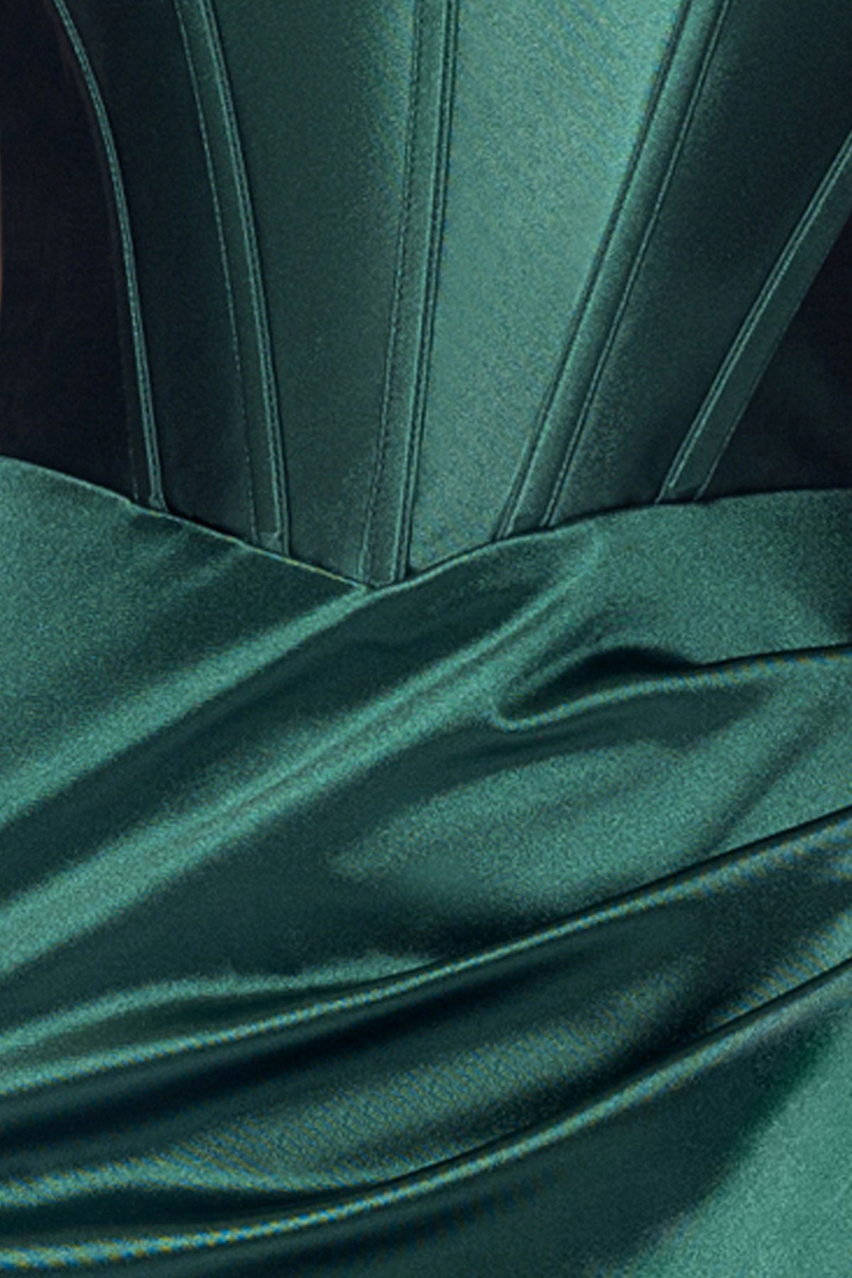 "Brandy" Long Satin Slim Drape Corset Dress