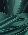 "Brandy" Long Satin Slim Drape Corset Dress