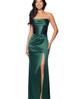 "Brandy" Long Satin Slim Drape Corset Dress