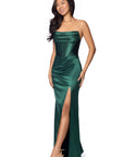 "Brandy" Long Satin Slim Drape Corset Dress