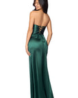 "Brandy" Long Satin Slim Drape Corset Dress