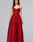 "Carli" Gliiter Mesh Sweetheart Floor Length Dress