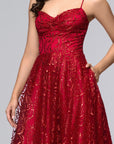 "Carli" Gliiter Mesh Sweetheart Floor Length Dress