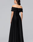 "Brooke" Satin Off the Shoulder Bow Ballgown