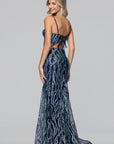 "Lydia" Glitter Mesh Floor Length Dress