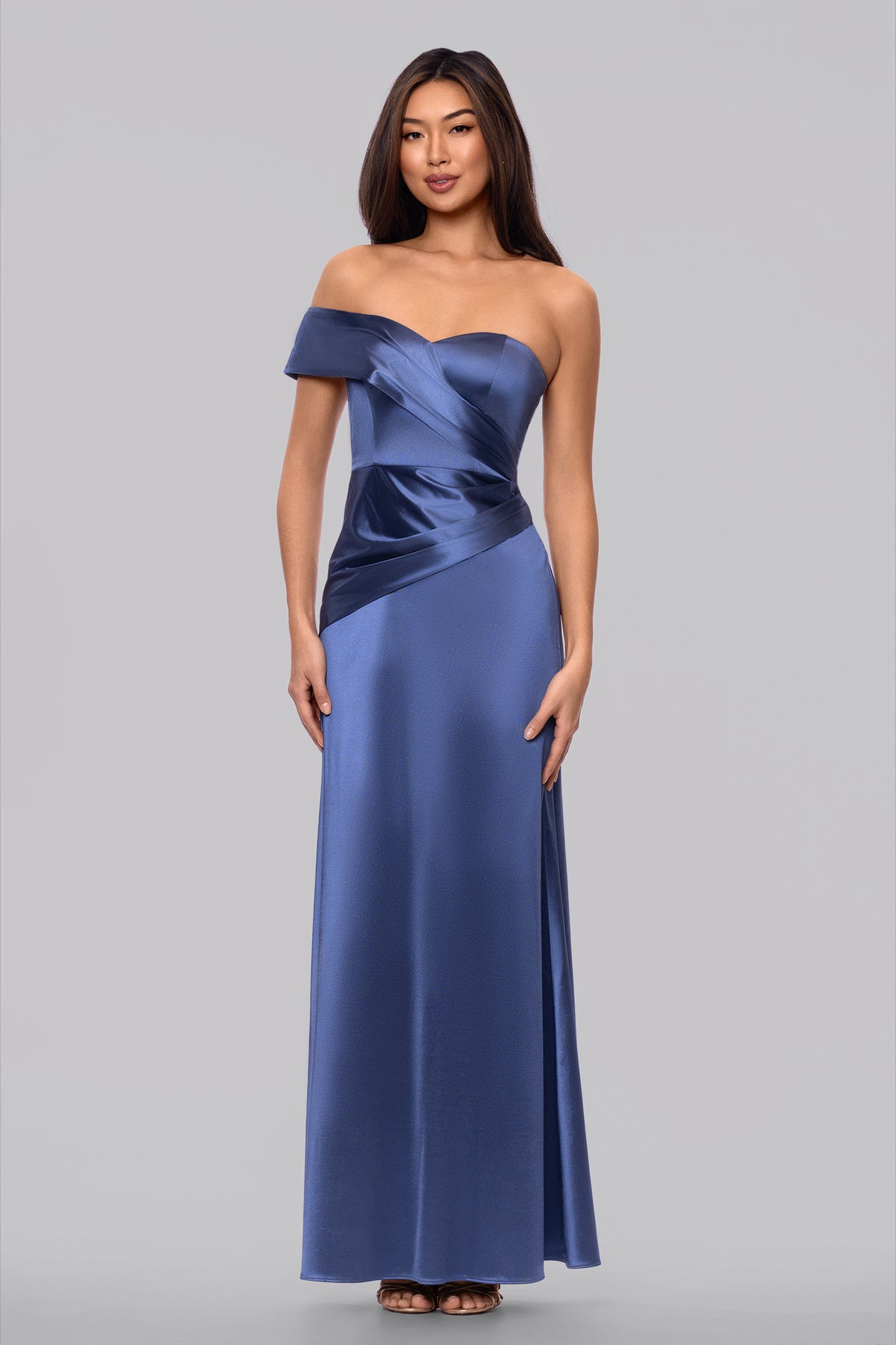 blondie nights blue dress Nites Juniors' Sweetheart Neck Gown - Slate ready look WG25241 Super Stretch Suit Jacket SIZE:48L