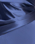 "Hadley" Satin Off The Shoulder Floor Length Dress