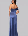 "Hadley" Satin Off The Shoulder Floor Length Dress