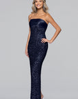 "Logan" Sequin Strapless Satin Floor Length Dress