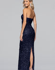"Logan" Sequin Strapless Satin Floor Length Dress