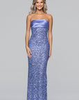 "Logan" Sequin Strapless Satin Floor Length Dress