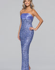 "Logan" Sequin Strapless Satin Floor Length Dress
