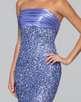 "Logan" Sequin Strapless Satin Floor Length Dress