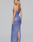 "Logan" Sequin Strapless Satin Floor Length Dress