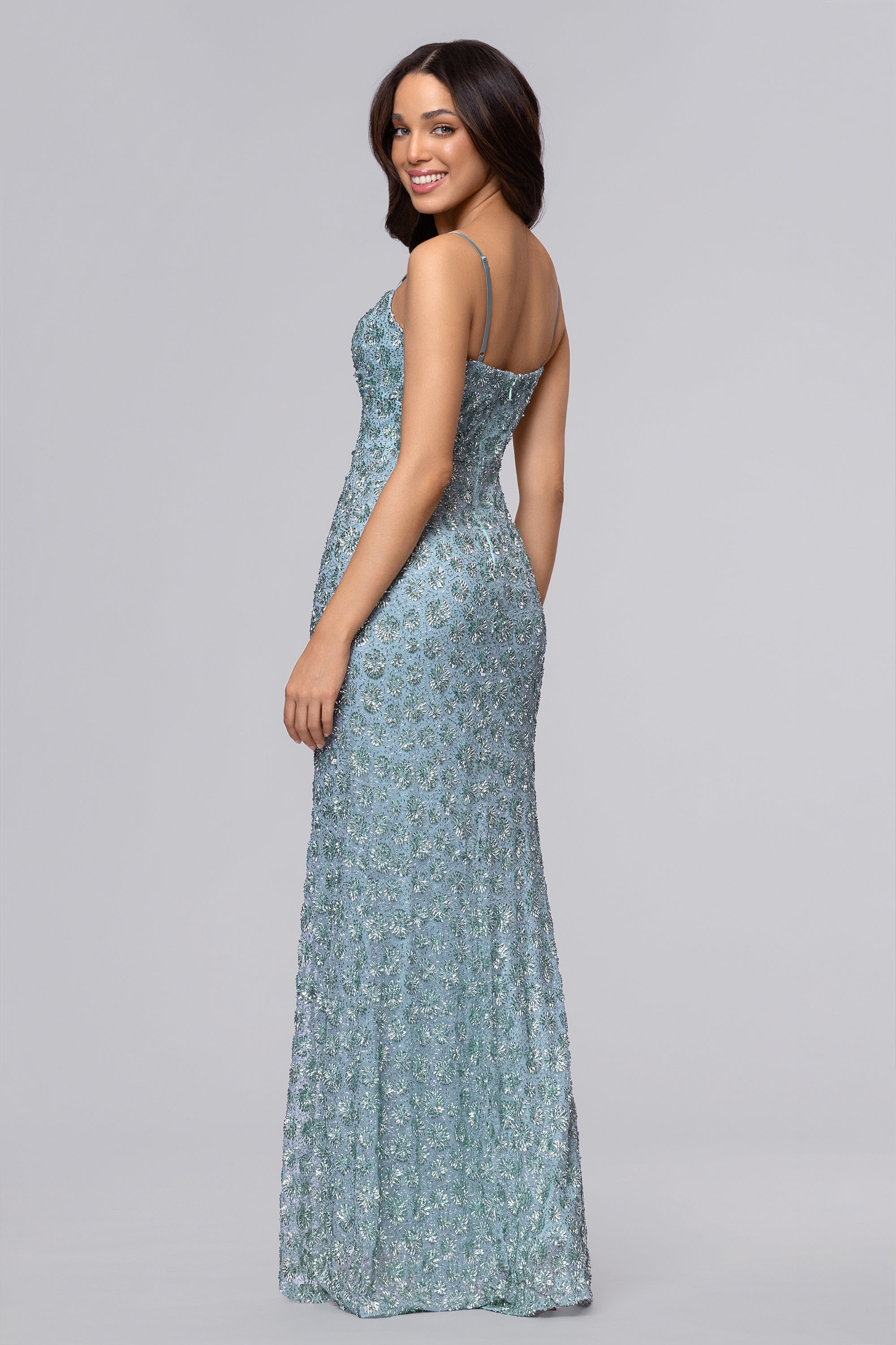 Izzy Sequin Drape Floor Length Dress | Blondie Nites Sage / 3 Izzy Sequin Drape Floor Length Dress | Blondie Nites Sage / 3