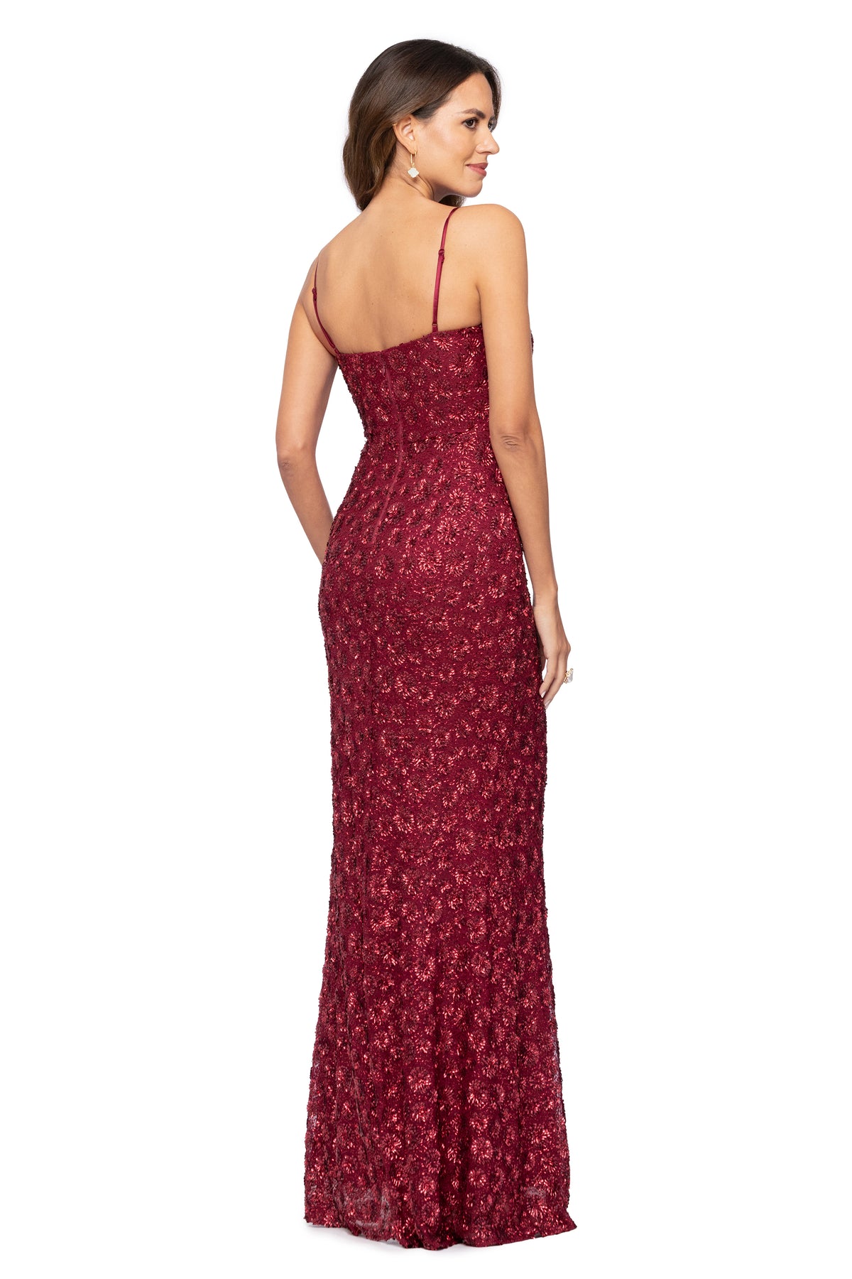 "Izzy" Sequin Drape Floor Length Dress