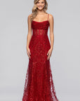 "Diana" Glitter Mesh Cowl Neck Floor Length Dress
