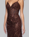 "Sabrina" Glitter Slim Lace Up Back Floor Length Dress