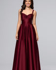 "Kimberly" Satin Lace-Up Floor Length Dress