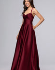 "Kimberly" Satin Lace-Up Floor Length Dress