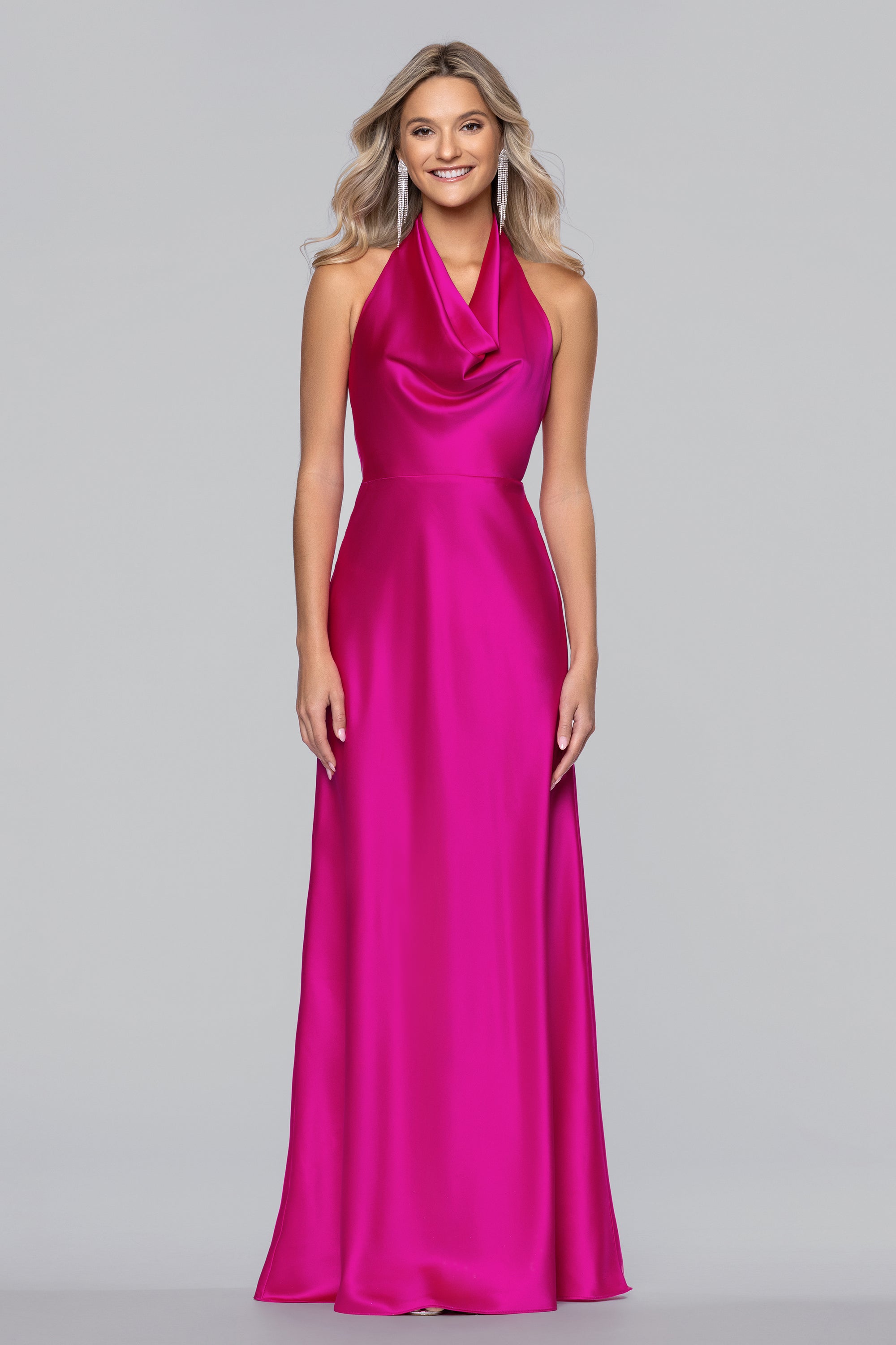 Blondie Nites Juniors' Satin Cowl Neck Gown - Pink - Size 15 Blondie Nites Juniors' Satin Cowl Neck Gown - Pink - Size 15