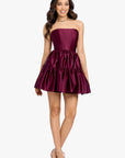 "Sherri" Short Strapless Lamour Satin Tier Party Dress