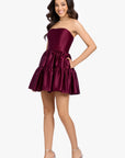 "Sherri" Short Strapless Lamour Satin Tier Party Dress