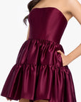 "Sherri" Short Strapless Lamour Satin Tier Party Dress