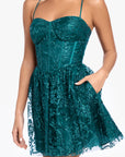 "Miranda" Short Glitter Basket Waist Party Dress