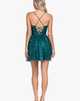 "Miranda" Short Glitter Basket Waist Party Dress