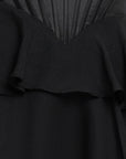 "Thalea" Short Satin Strapless Tiered Chiffon Dress