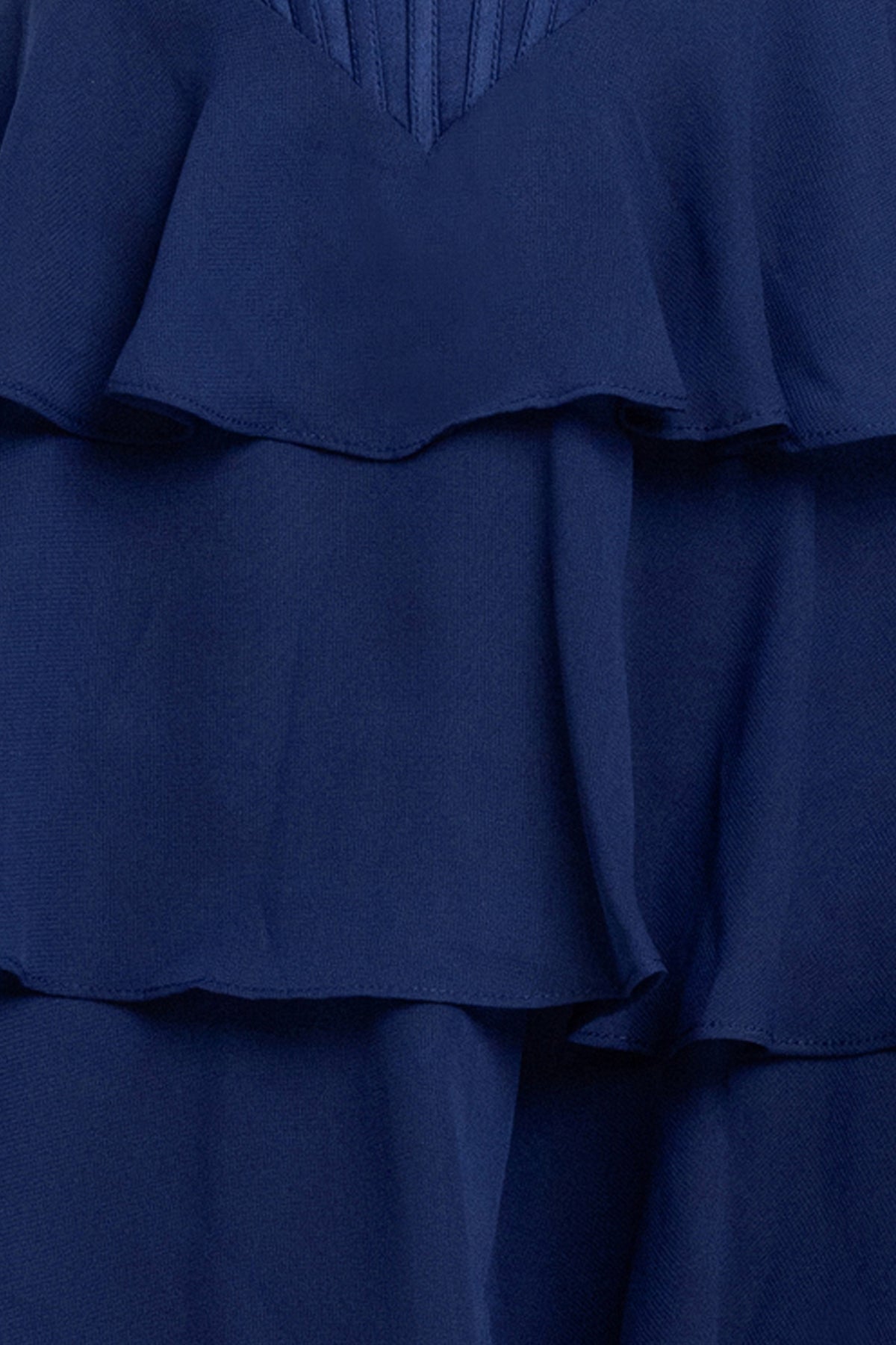 "Thalea" Short Satin Tiered Chiffon Dress