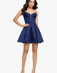 "Vicki" Lamour Satin Beaded Party Dress
