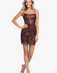 "Paige" Short Glitter Illusion Slim Dress