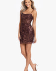 "Paige" Short Glitter Illusion Slim Dress