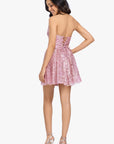 "Sydney" Short Strapless Glitter Basket Waist Dress