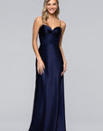 "Jordan" Satin Tie Back Floor Length Dress