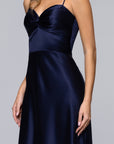 "Jordan" Satin Tie Back Floor Length Dress