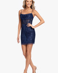 "Sadie" Short Glitter Slim Drape Corset Dress