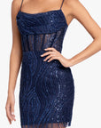 "Sadie" Short Glitter Slim Drape Corset Dress