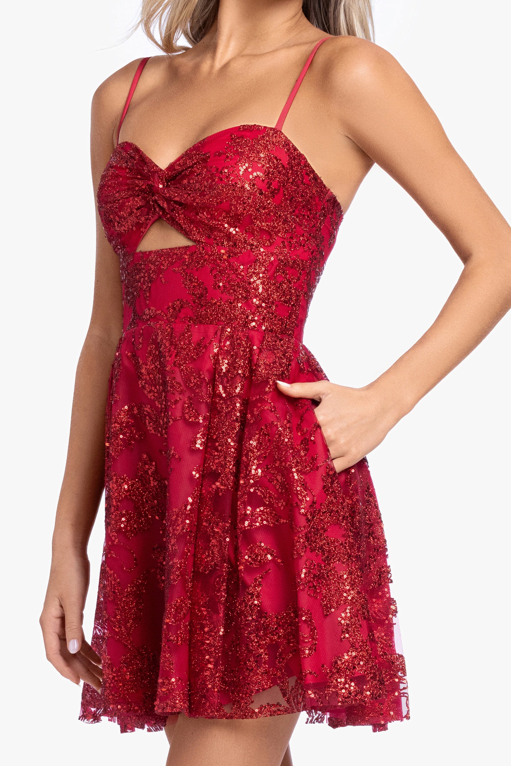 "Carla" Glitter Mesh Tieback Short Dress
