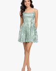 "Quinn" Short Glitter Straight Neck Party Dress
