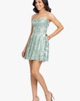 "Quinn" Short Glitter Straight Neck Party Dress