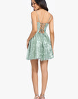 "Quinn" Short Glitter Straight Neck Party Dress