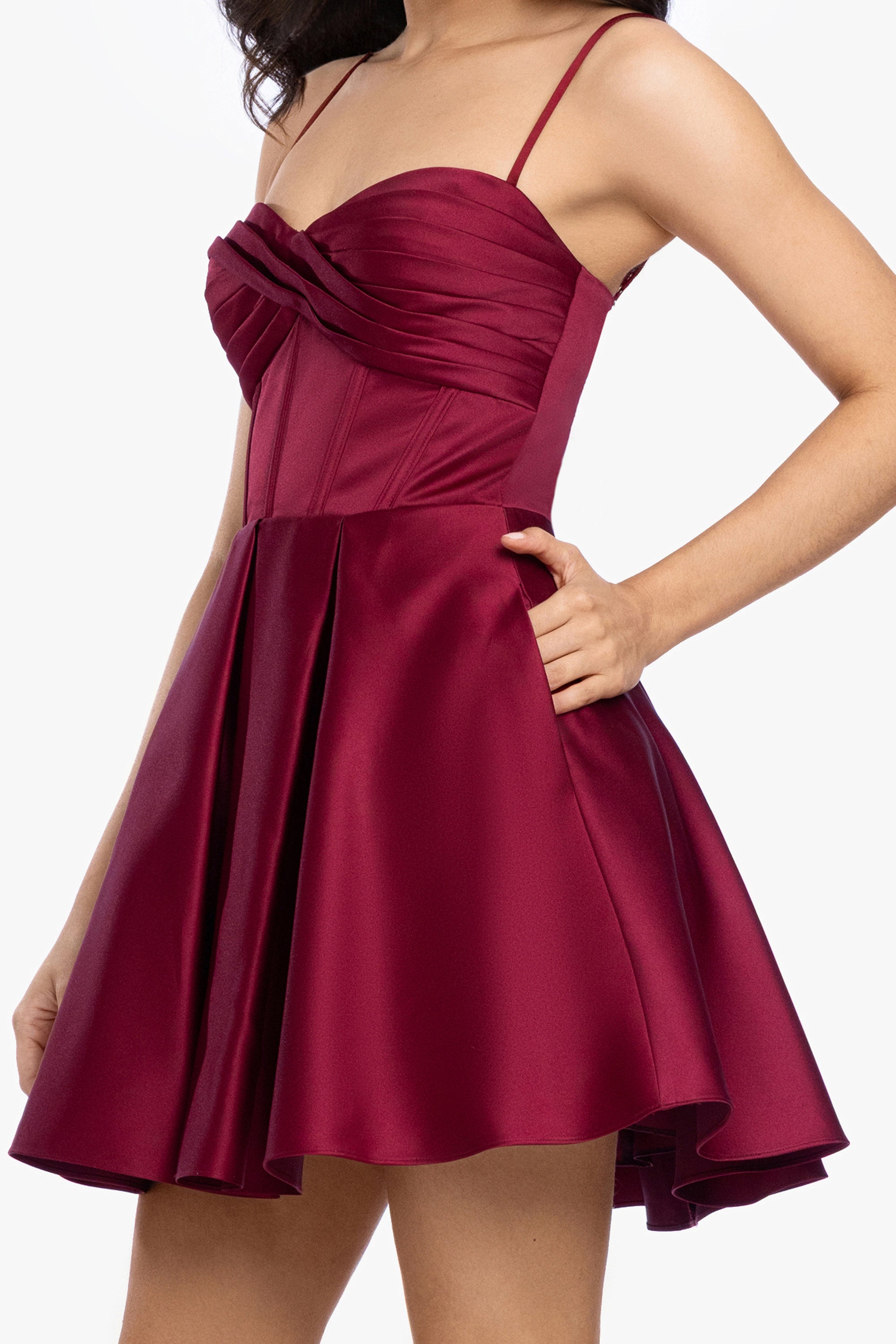 "Destiny" Short Satin Twist Corset Dress