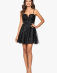 "Mandy" Short Glitter Notch Party Dress