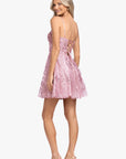 "Mandy" Short Glitter Notch Party Dress